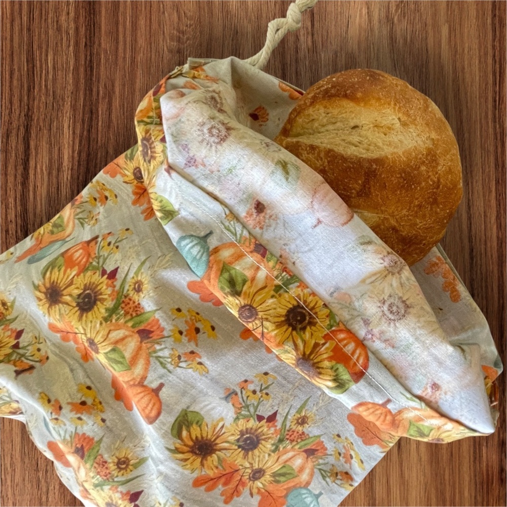 Thanksgiving Handmade Cotton Bread Bag + FREE Mason Jar Bonnet Included